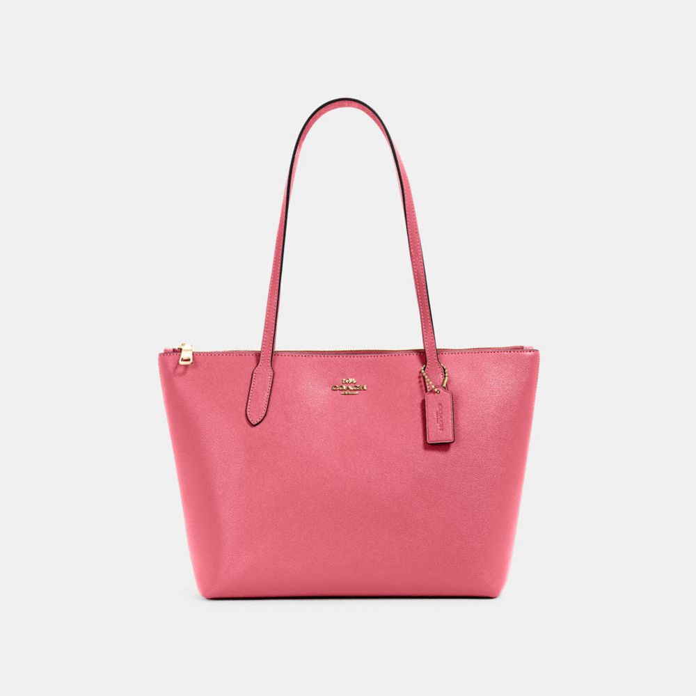 Zip Top Tote - 4454 - Gold/WATERMELON