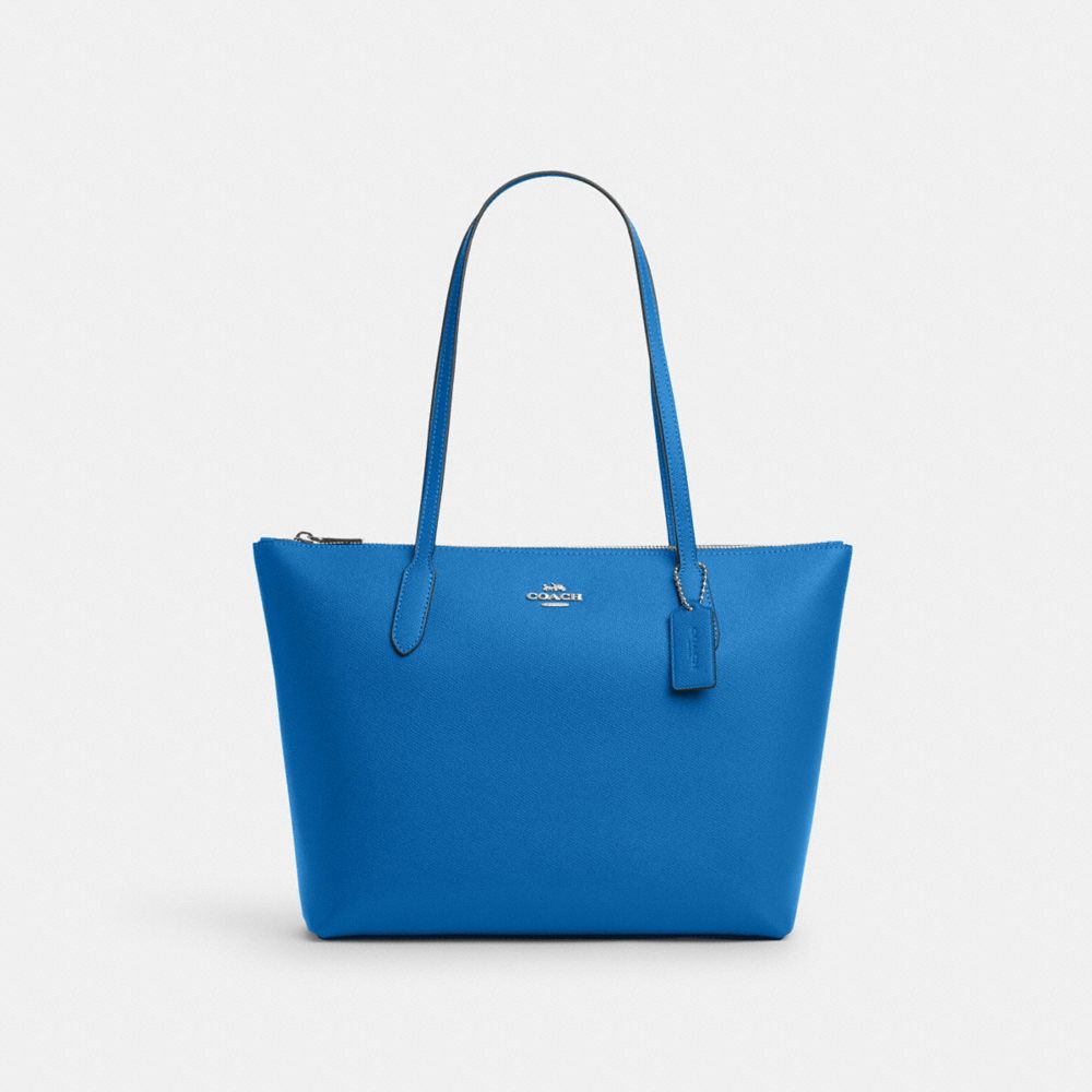 Zip Top Tote - 4454 - Silver/Bright Blue