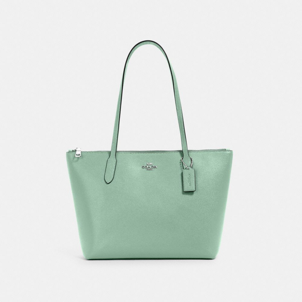 COACH 4454 Zip Top Tote SV/WASHED GREEN