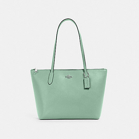 COACH ZIP TOP TOTE - SV/WASHED GREEN - 4454