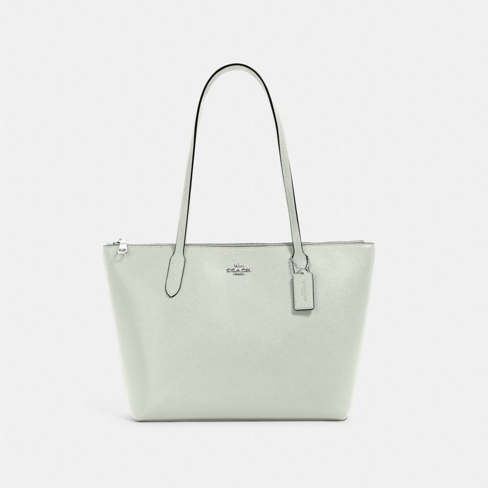 COACH 4454 Zip Top Tote SILVER/LIGHT SAGE