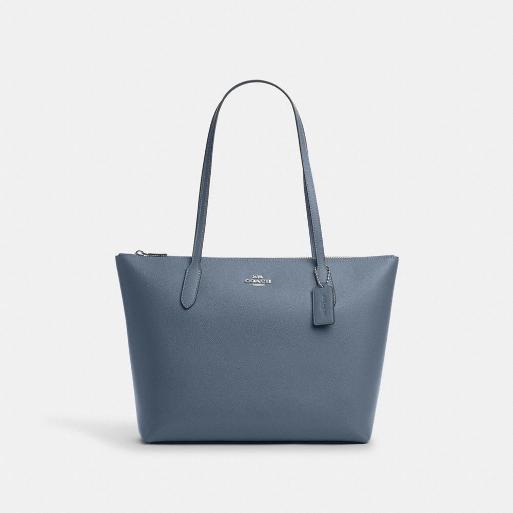 Zip Top Tote - 4454 - Silver/Light Mist