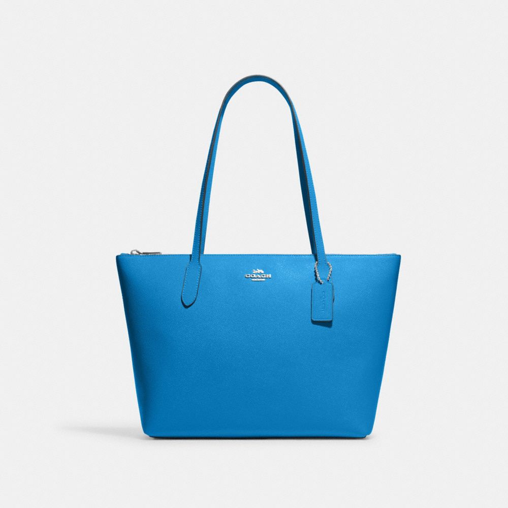 Zip Top Tote - 4454 - Silver/Racer Blue