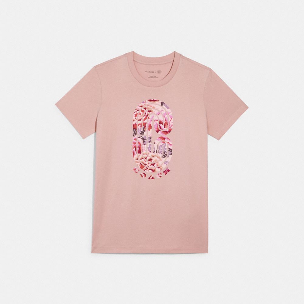 COACH 4497 T-shirt With Kaffe Fassett Print LIGHT ROSE