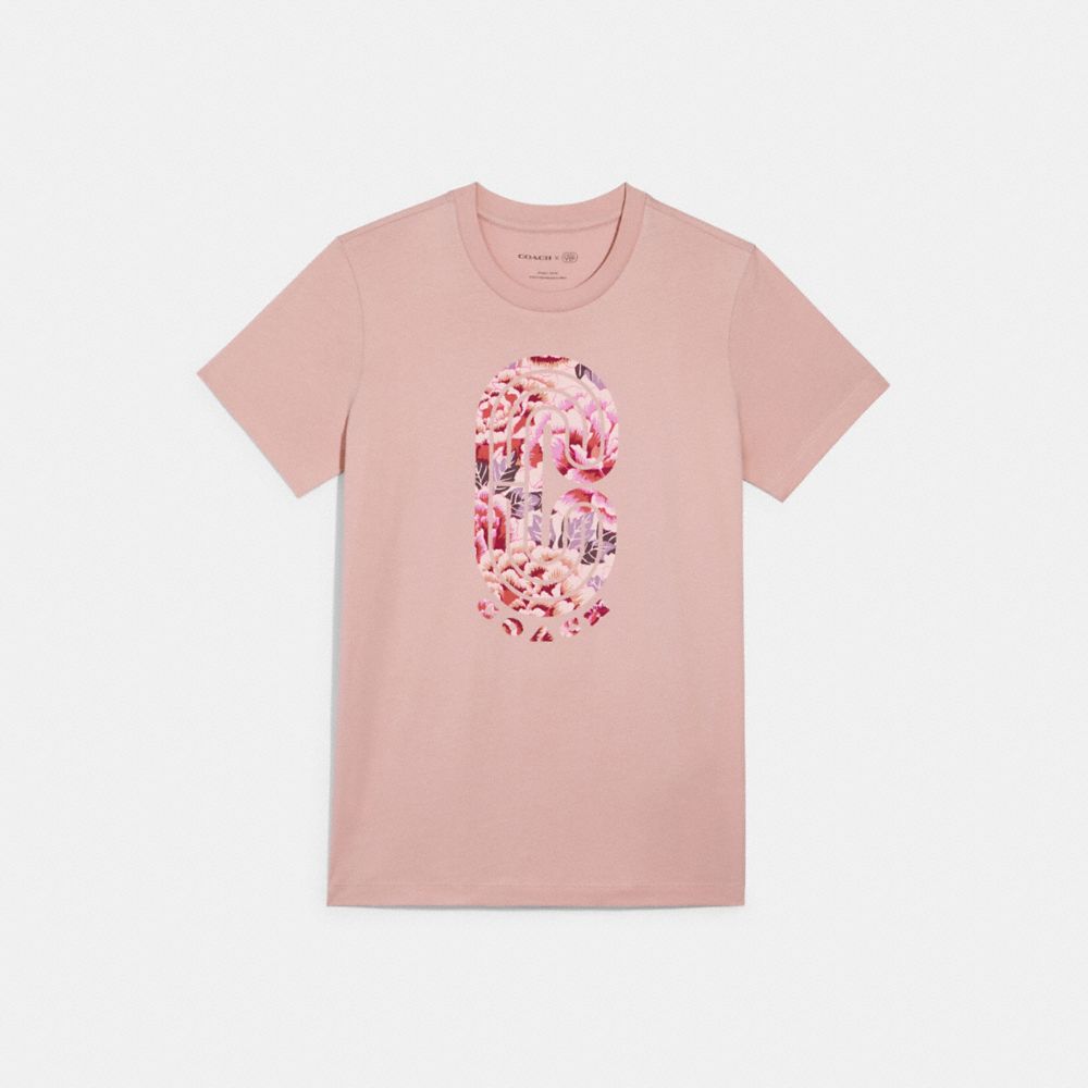 COACH 4497 - T-SHIRT WITH KAFFE FASSETT PRINT LIGHT ROSE