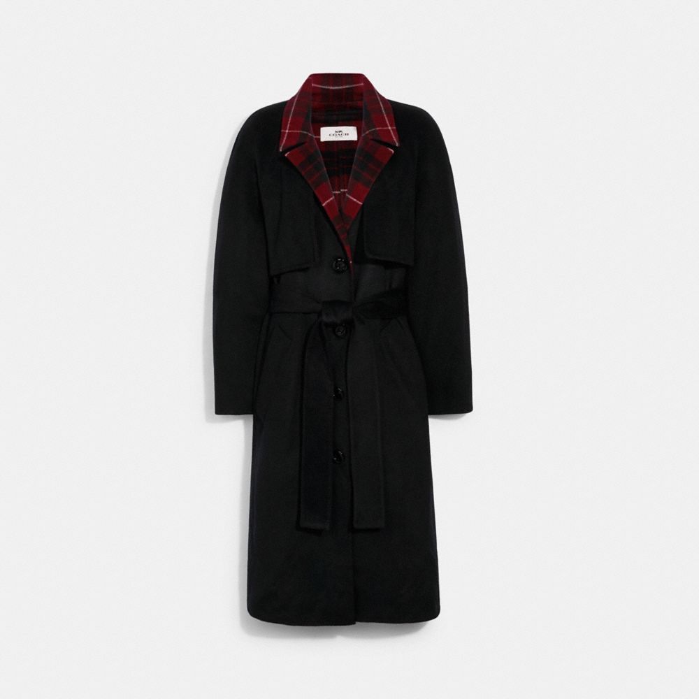 LUXURY WOOL TRENCH - BLACK - COACH 4574