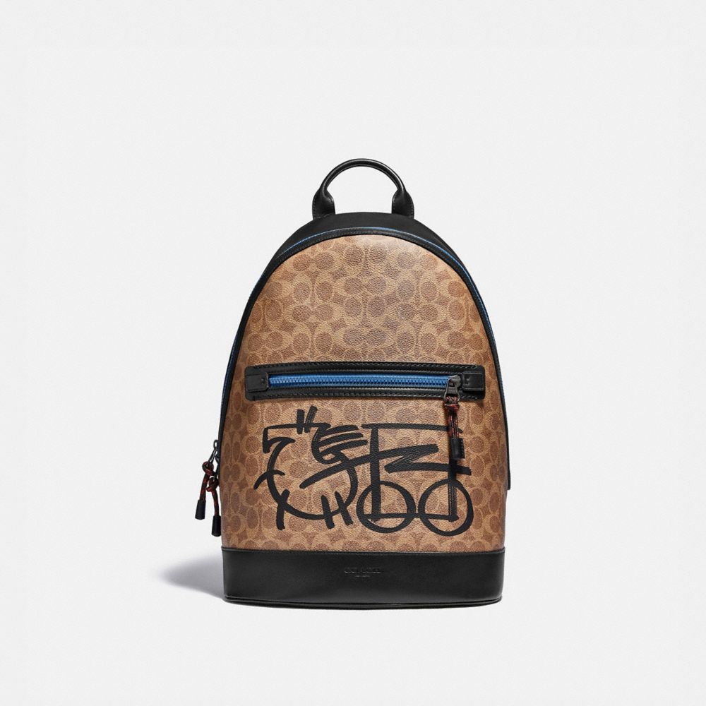 BARROW BACKPACK IN SIGNATURE CANVAS WITH ABSTRACT HORSE AND CARRIAGE - JI/KHAKI MULTI - COACH 4586