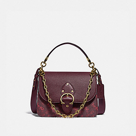 COACH Beat Shoulder Bag With Horse And Carriage Print - BRASS/OXBLOOD CRANBERRY - 4594