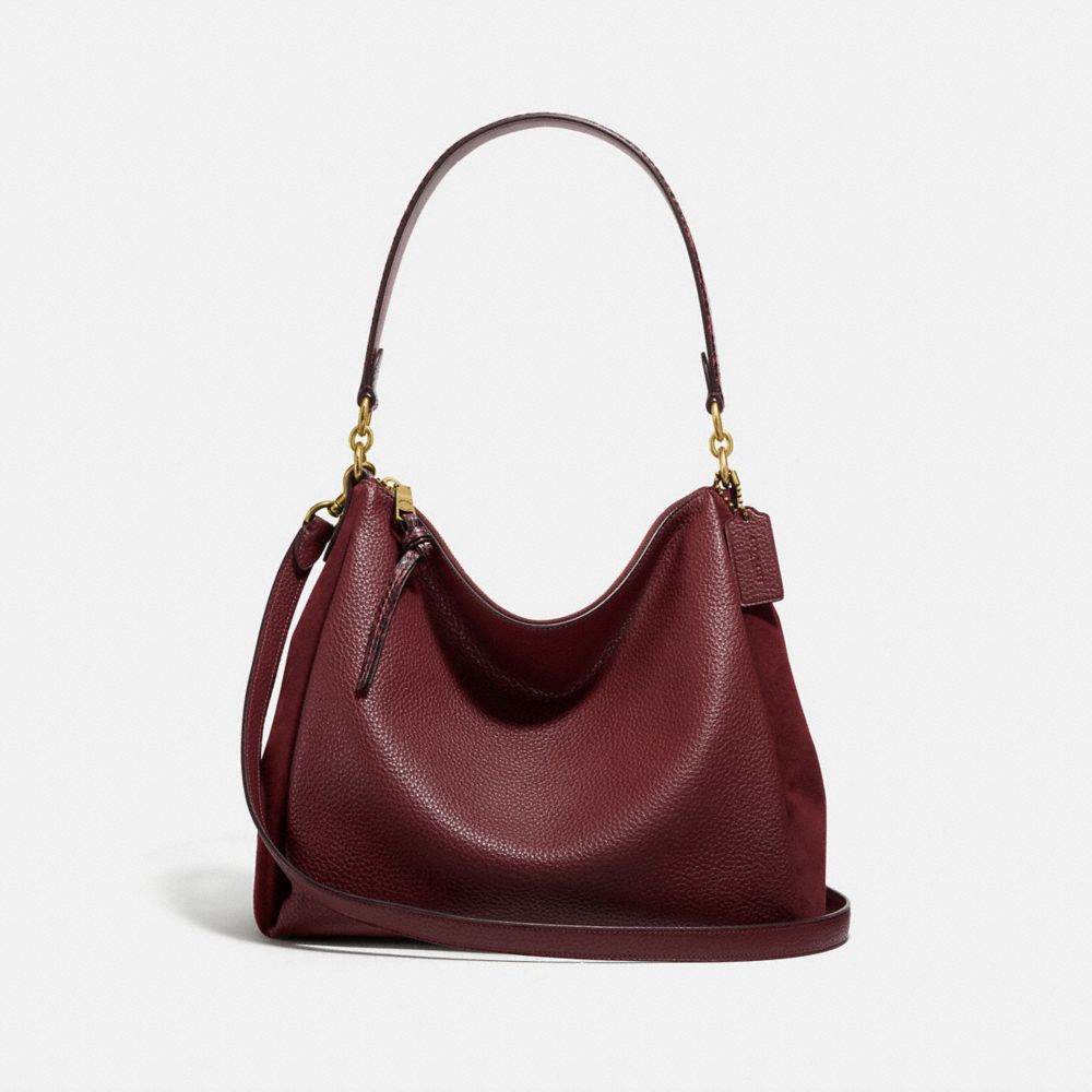 COACH 4611 - Shay Shoulder Bag With Snakeskin Detail BRASS/WINE