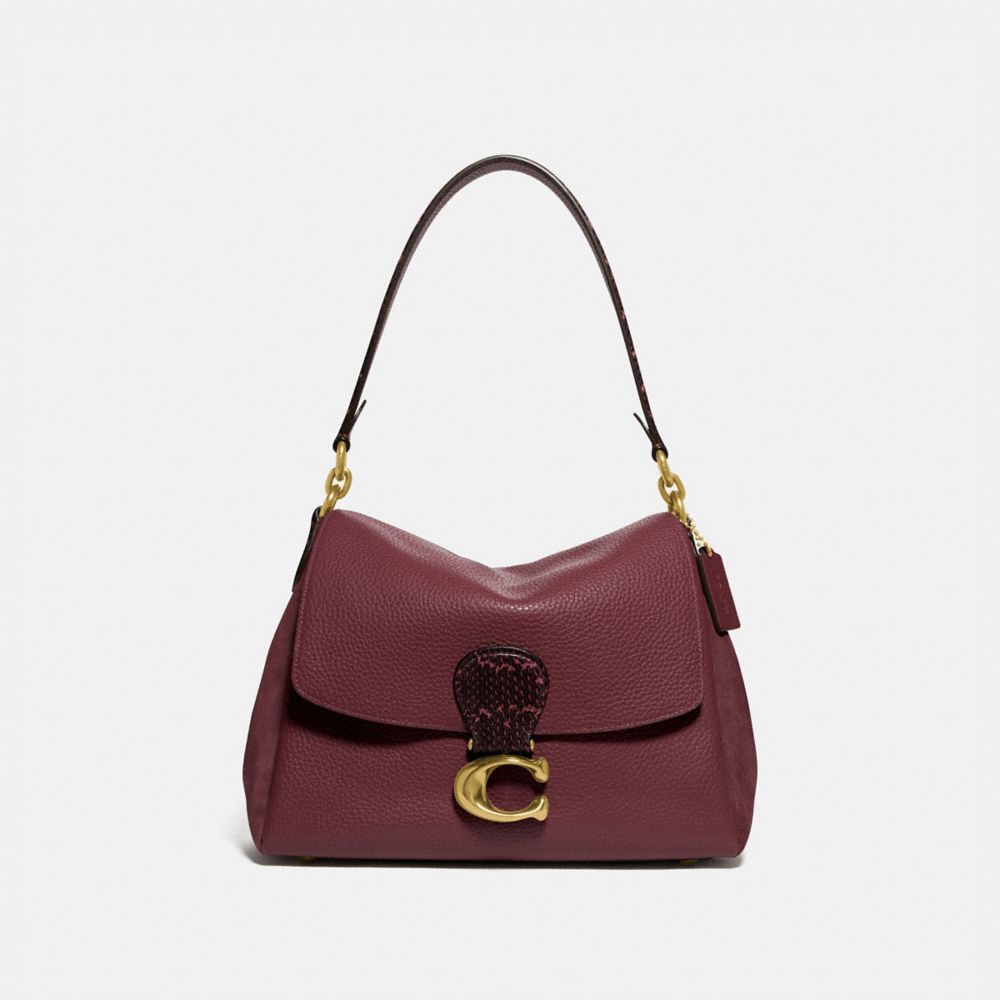 COACH MAY SHOULDER BAG WITH SNAKESKIN DETAIL - BRASS/WINE - 4612