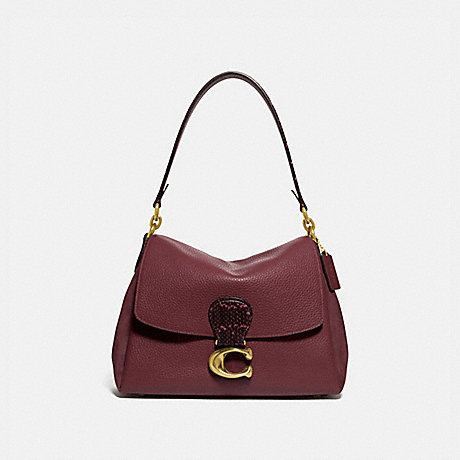 COACH MAY SHOULDER BAG WITH SNAKESKIN DETAIL - BRASS/WINE - 4612