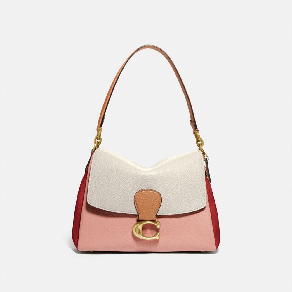 COACH 4613 MAY SHOULDER BAG IN COLORBLOCK BRASS/IVORY BLUSH MULTI