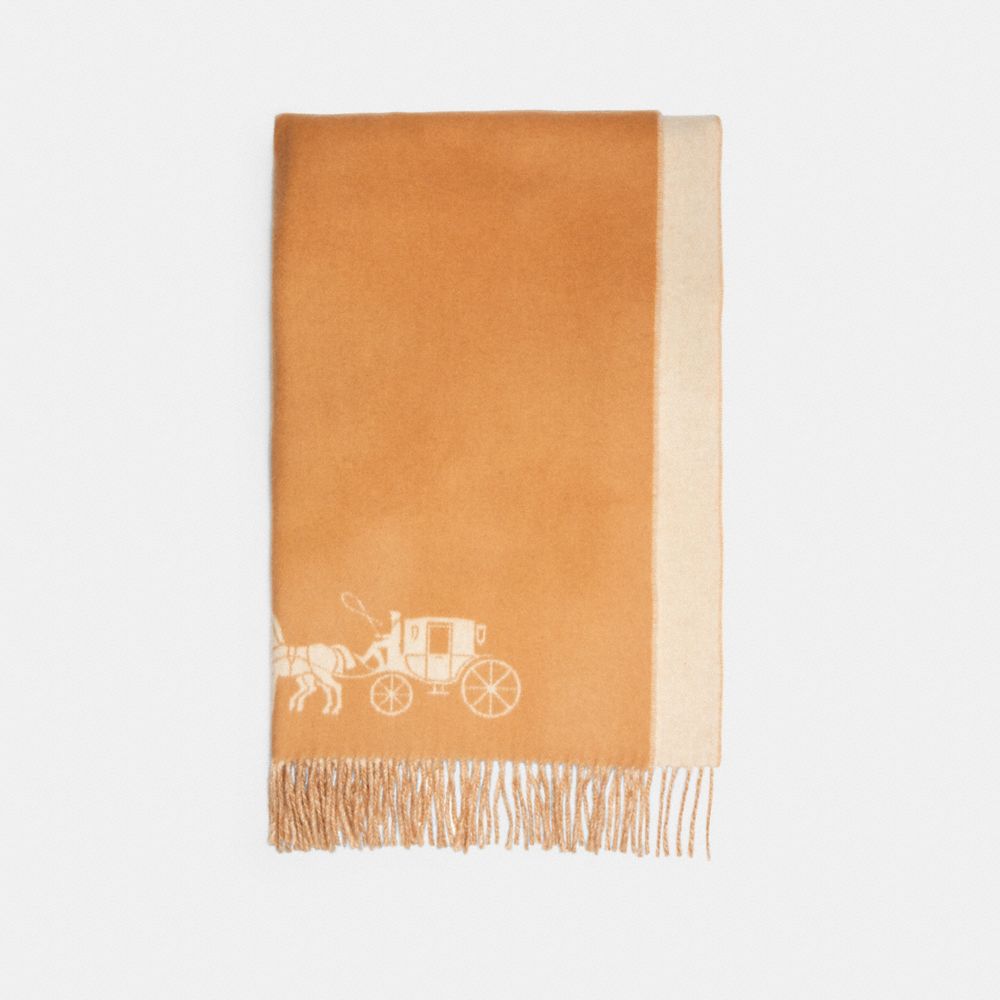 COACH 4622 - HORSE AND CARRIAGE DOUBLE FACE OVERSIZED MUFFLER CAMEL/CHALK