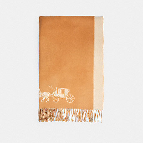COACH HORSE AND CARRIAGE DOUBLE FACE OVERSIZED MUFFLER - CAMEL/CHALK - 4622