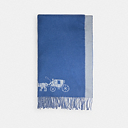 HORSE AND CARRIAGE DOUBLE FACE OVERSIZED MUFFLER - LIGHT GREY/PERIWINKLE - COACH 4622