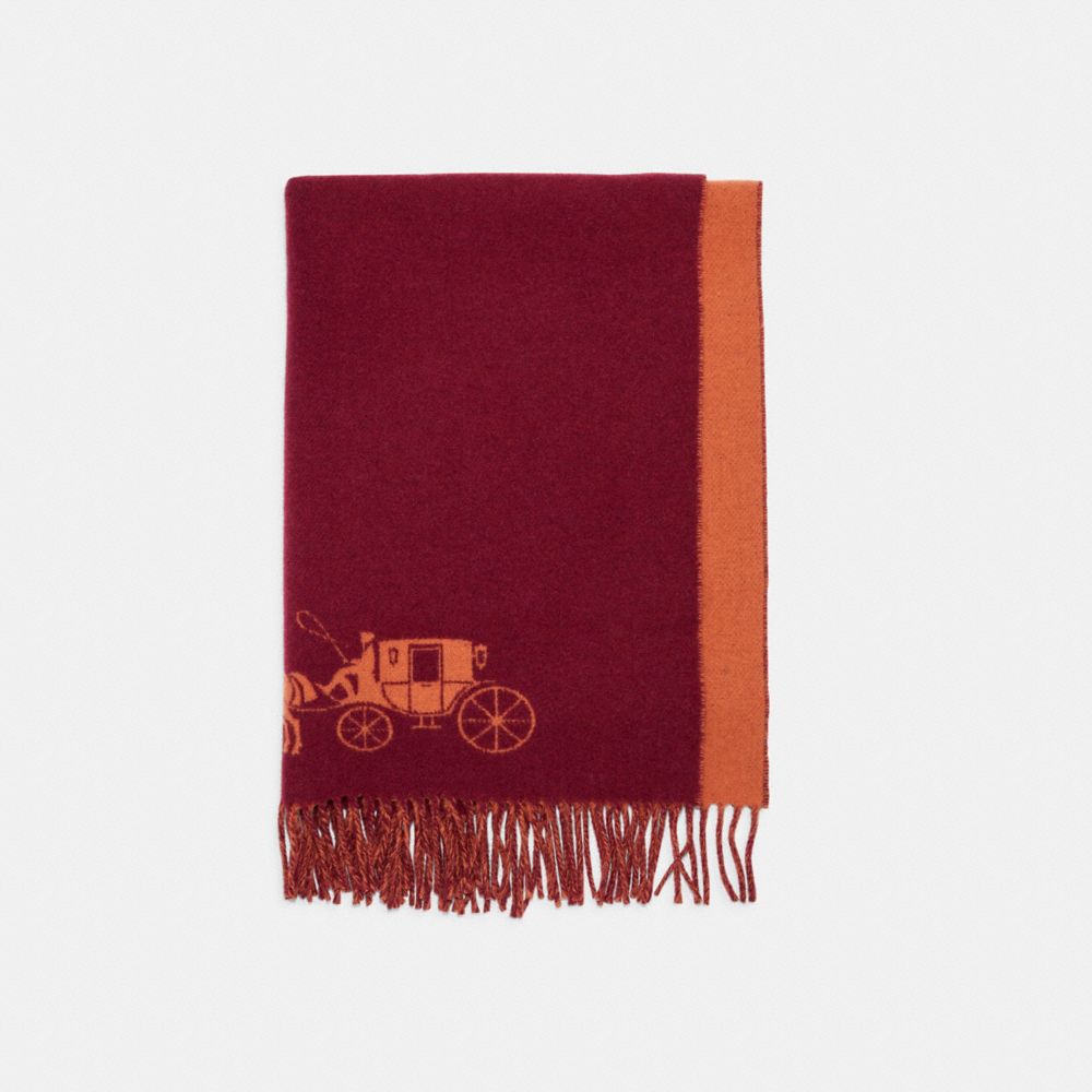 Horse And Carriage Double Face Oversized Muffler - 4622 - CHERRY GINGER