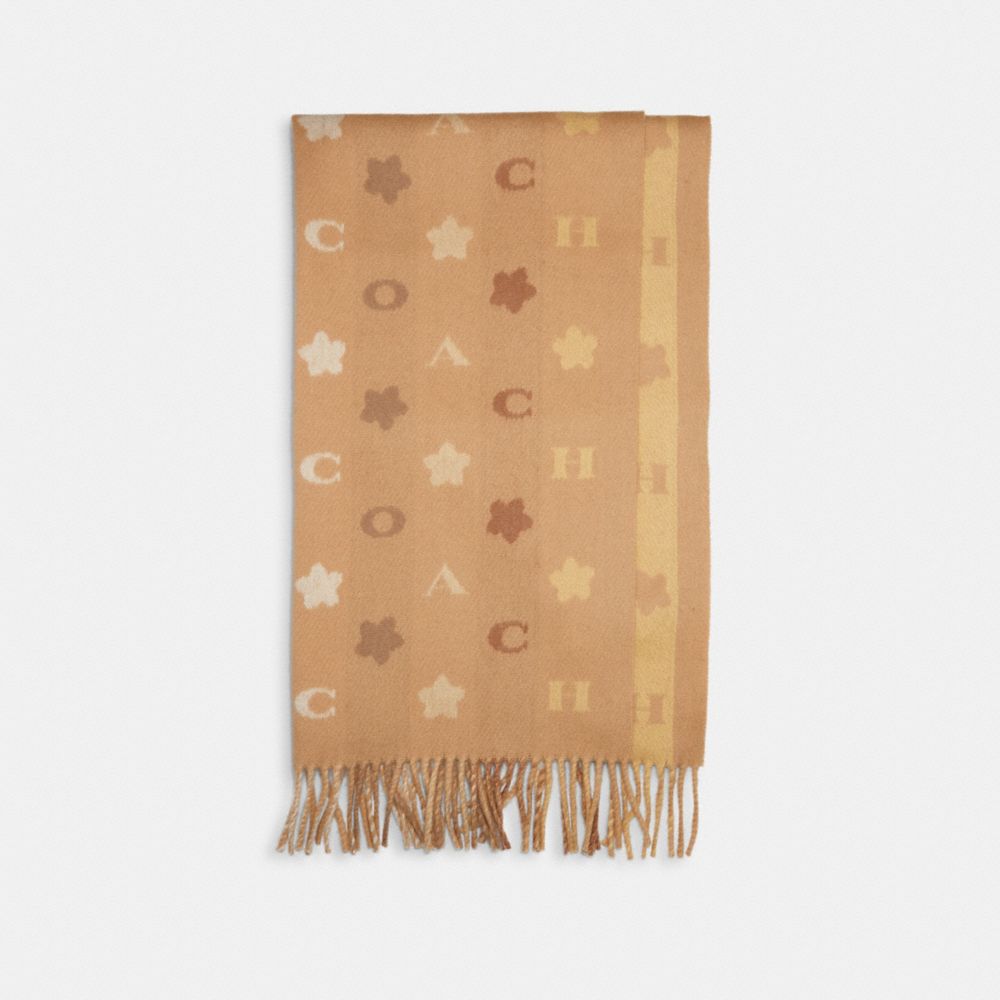 COACH 4623 COACH STARS STRIPED PRINT MUFFLER CAMEL