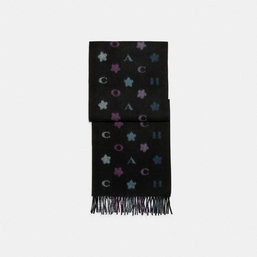 Coach Stars Striped Print Muffler - 4623 - Black Multicolor