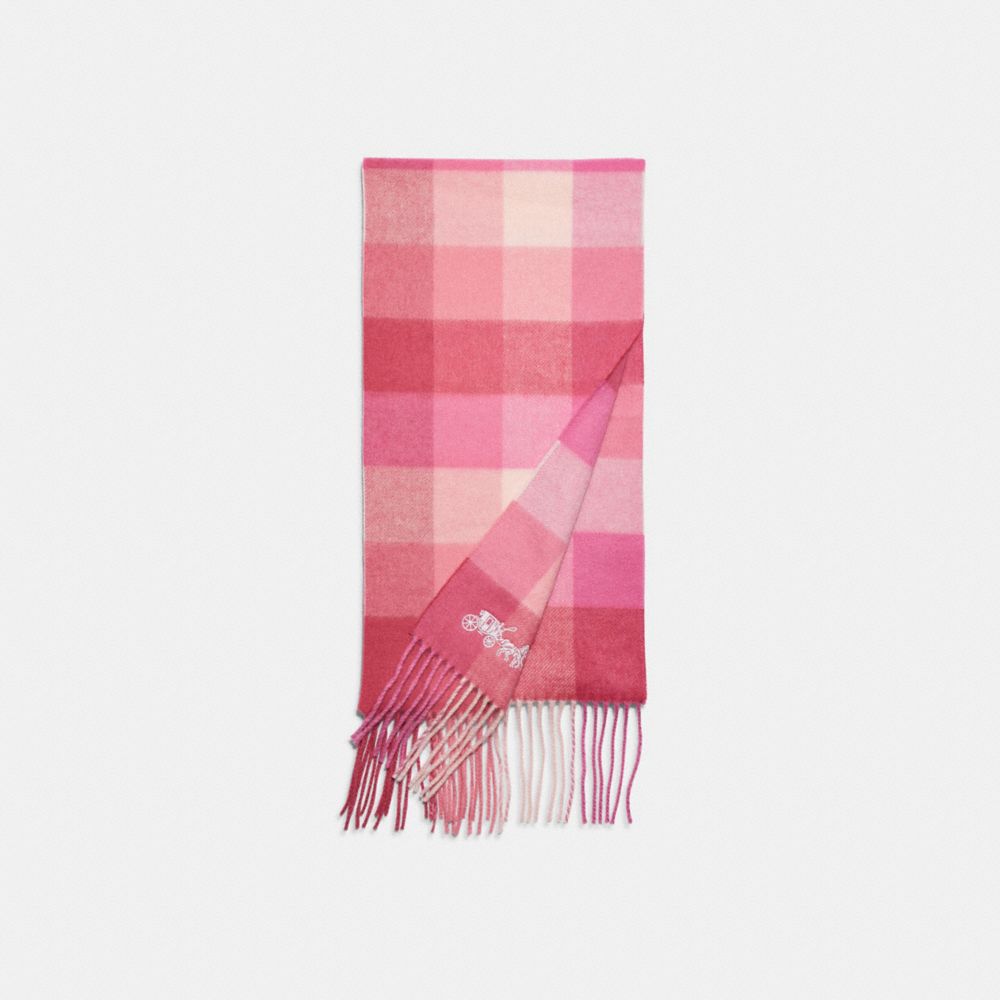 Check Print Extra Long Muffler - 4629 - Ice Pink