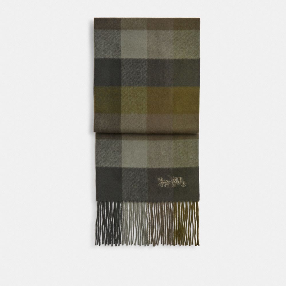 COACH 4629 Check Print Extra Long Muffler OLIVE DRAB