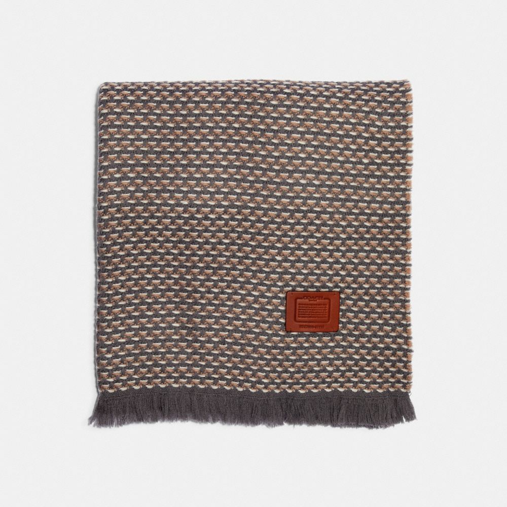 Multicolored Textured Blanket Scarf - GREY BIRCH - COACH 4632