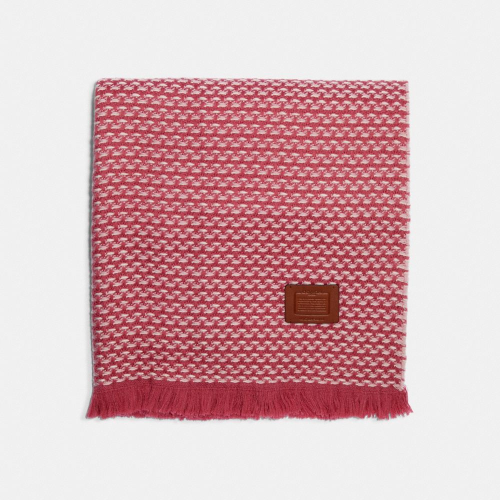 Multicolored Textured Blanket Scarf - 4632 - TRUE PINK