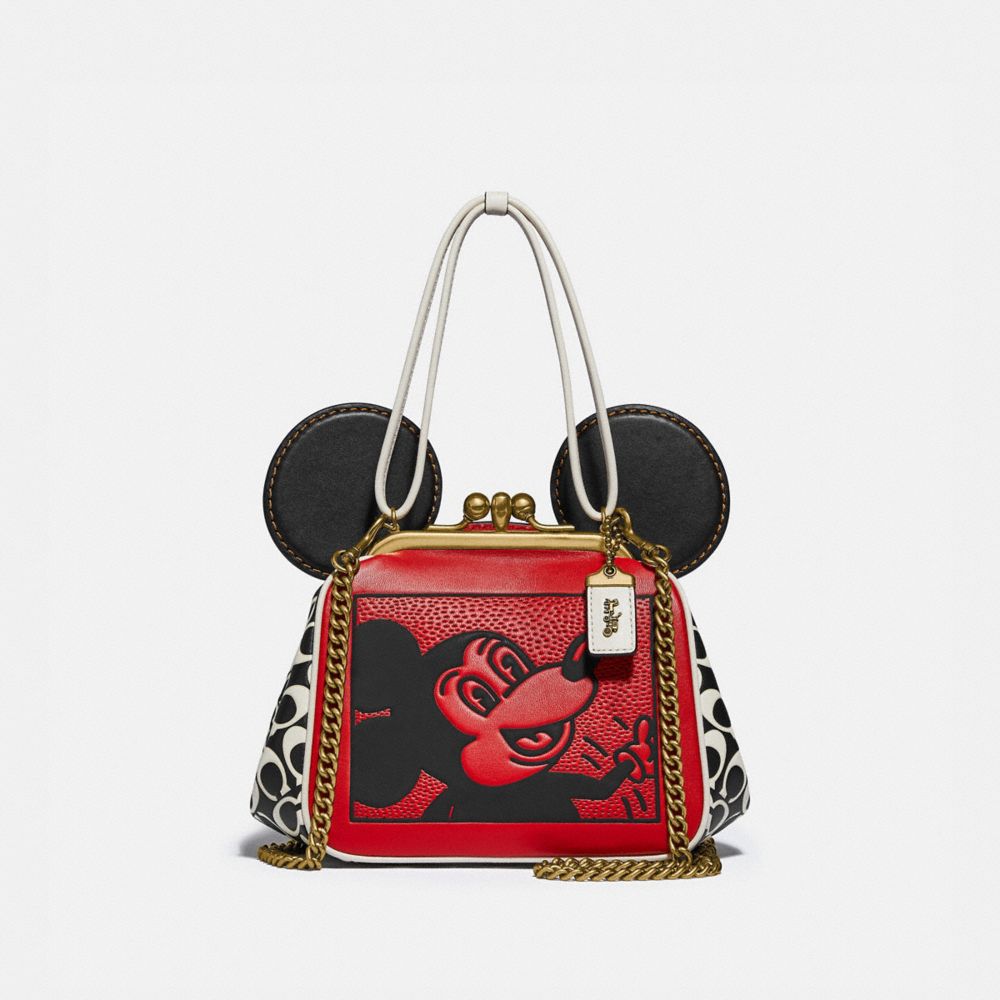COACH DISNEY MICKEY MOUSE X KEITH HARING KISSLOCK BAG - B4/ELECTRIC RED MULTI - 4716