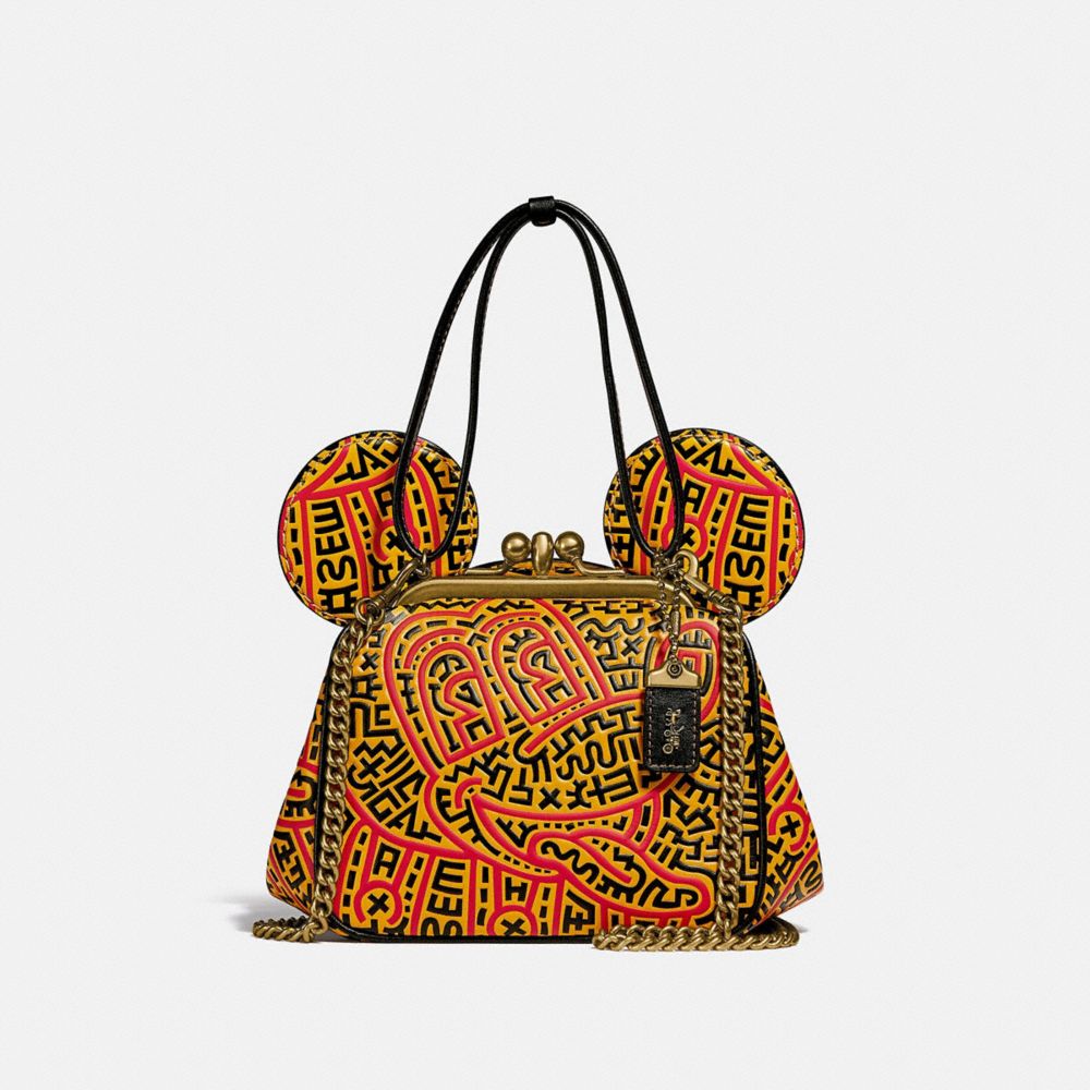 DISNEY MICKEY MOUSE X KEITH HARING KISSLOCK BAG - B4/BLACK MULTI - COACH 4718