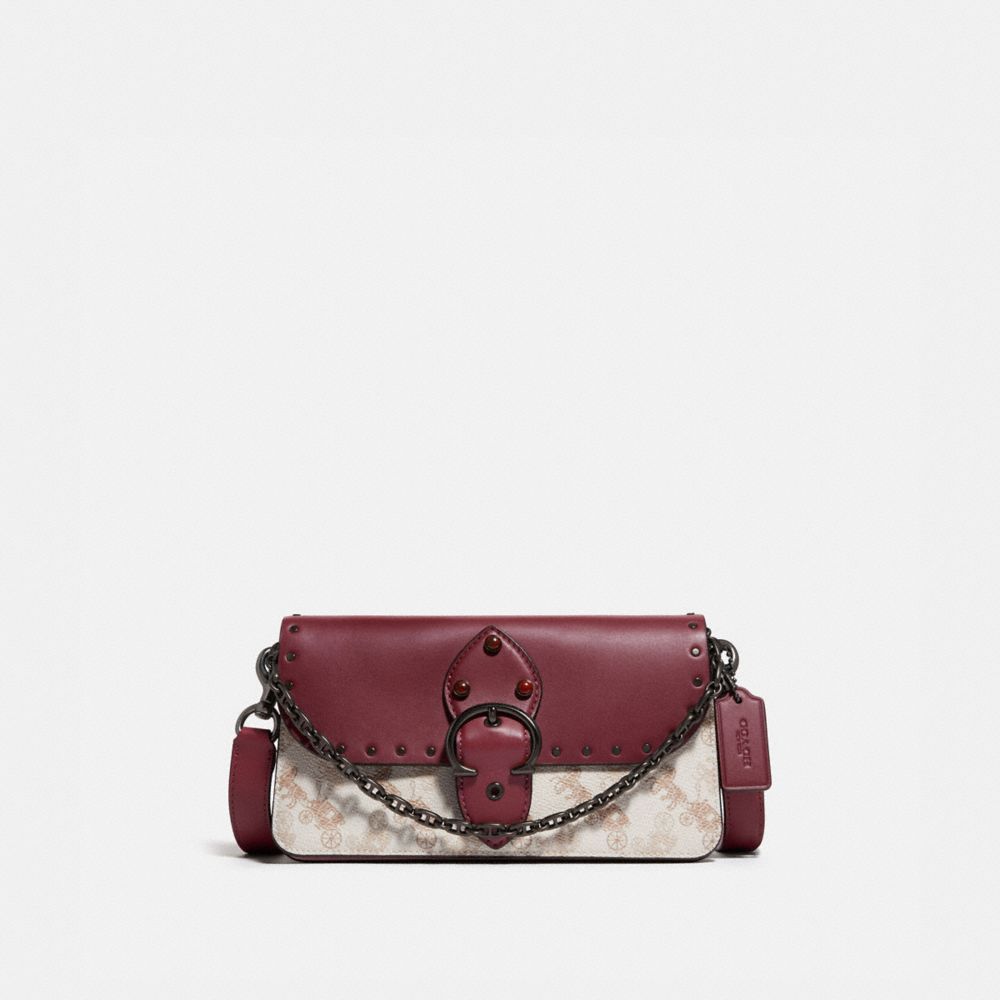 COACH Beat Crossbody Clutch With Horse And Carriage Print - PEWTER/CHALK WINE - 4760