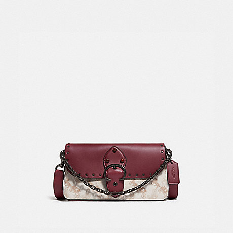 COACH 4760 Beat Crossbody Clutch With Horse And Carriage Print PEWTER/CHALK-WINE