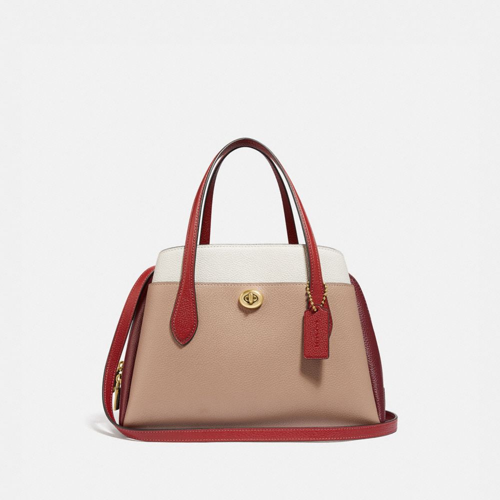 COACH 4779 LORA CARRYALL 30 IN COLORBLOCK B4/TAUPE RED SAND MULTI