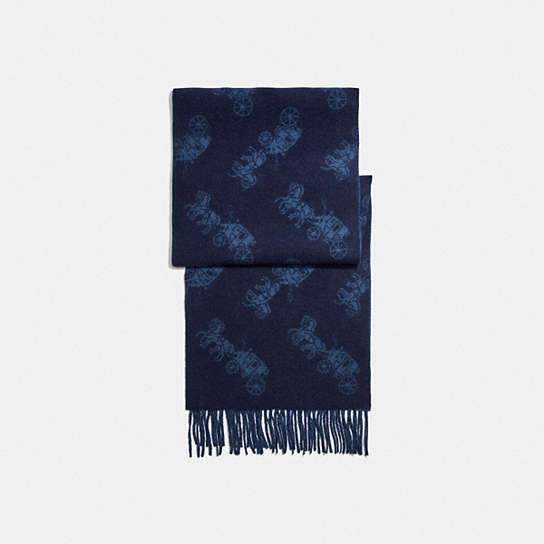 4847 - Cashmere Horse And Carriage Scarf Navy