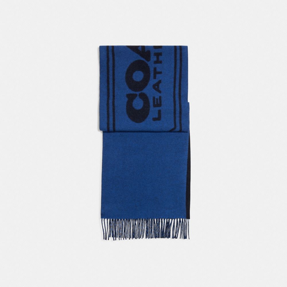 COACH 4848 Cashmere Scarf With Coach Badge Blue Fin