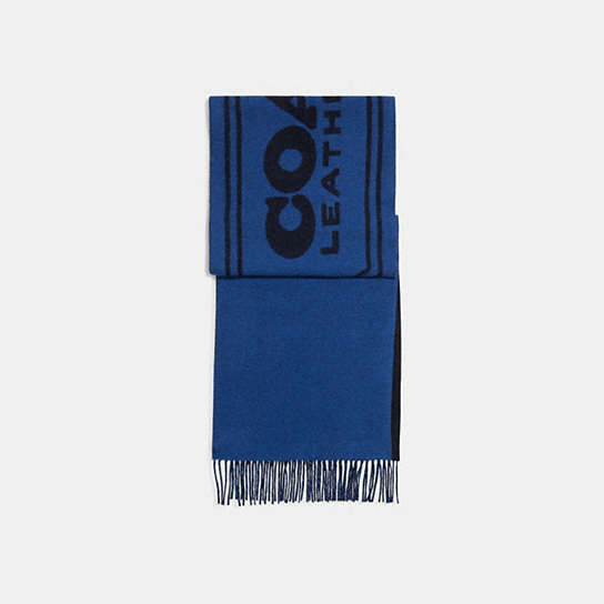 4848 - Cashmere Scarf With Coach Badge Blue Fin