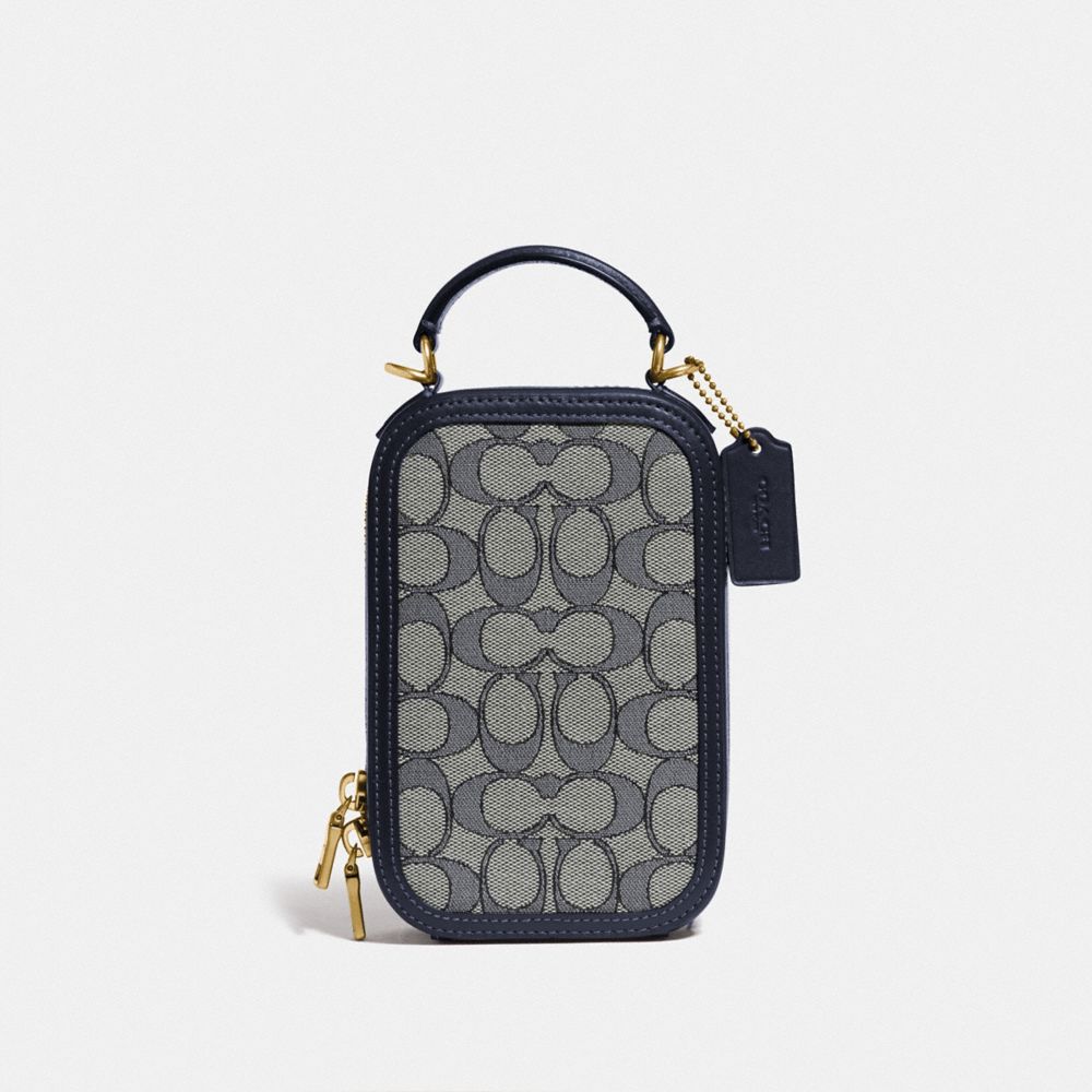 Alie Camera Bag In Signature Jacquard - BRASS/NAVY MIDNIGHT NAVY - COACH 4866