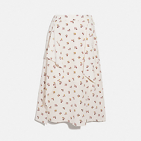 COACH 4882 Heart Posy Draped Midi Skirt With Buttons CHALK