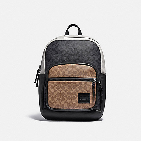 COACH Pacer Tall Backpack 29 In Colorblock Signature Canvas - BLACK COPPER/CHARCOAL MULTI - 4899