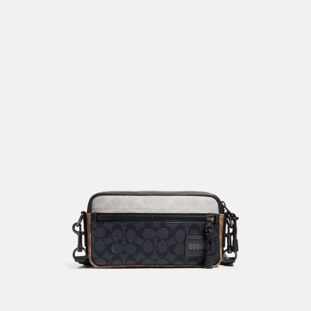 COACH PACER SLIM POUCH IN COLORBLOCK SIGNATURE CANVAS - CHARCOAL/KHAKI/CHALK - 4954