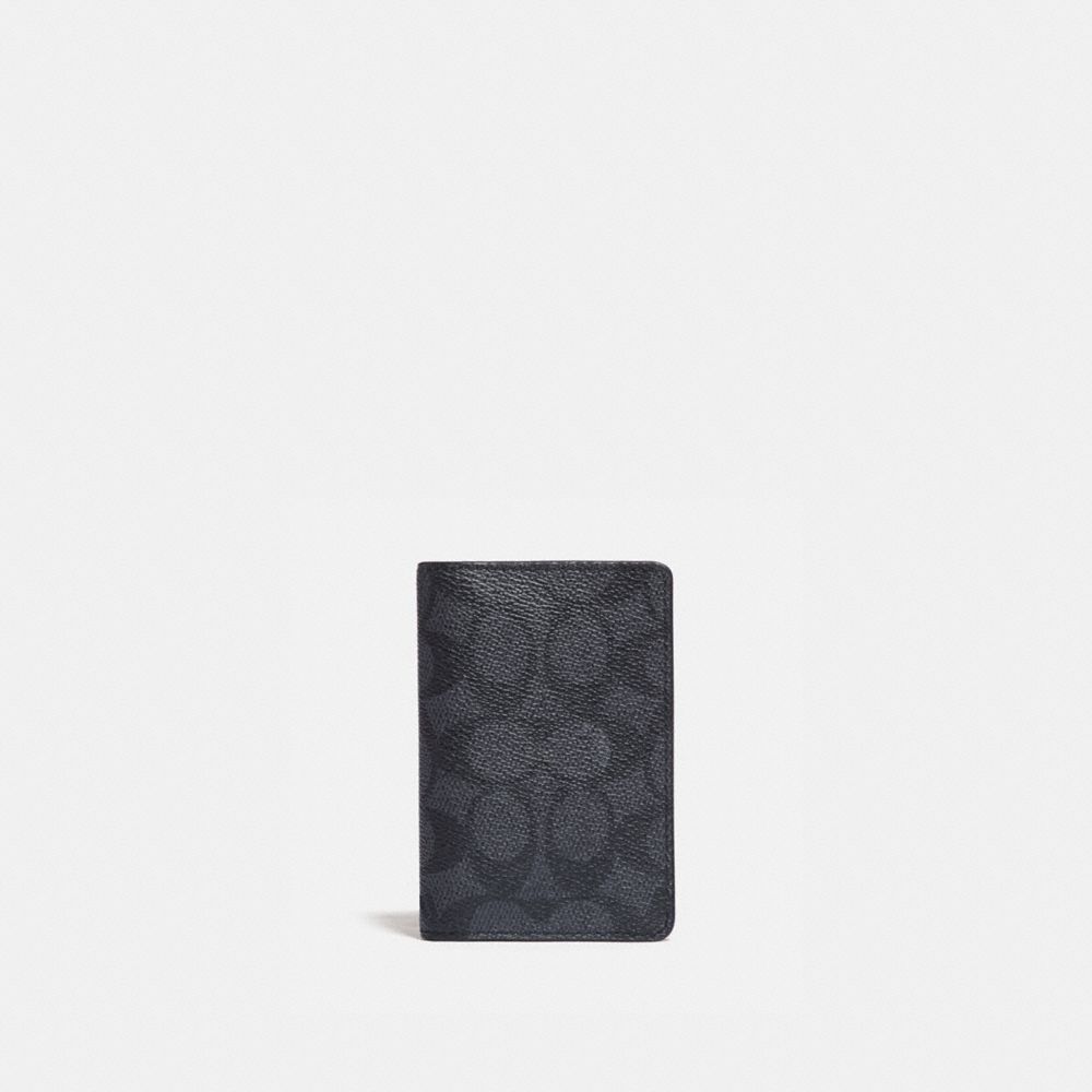 5009 - Card Wallet In Signature Canvas Charcoal/Black