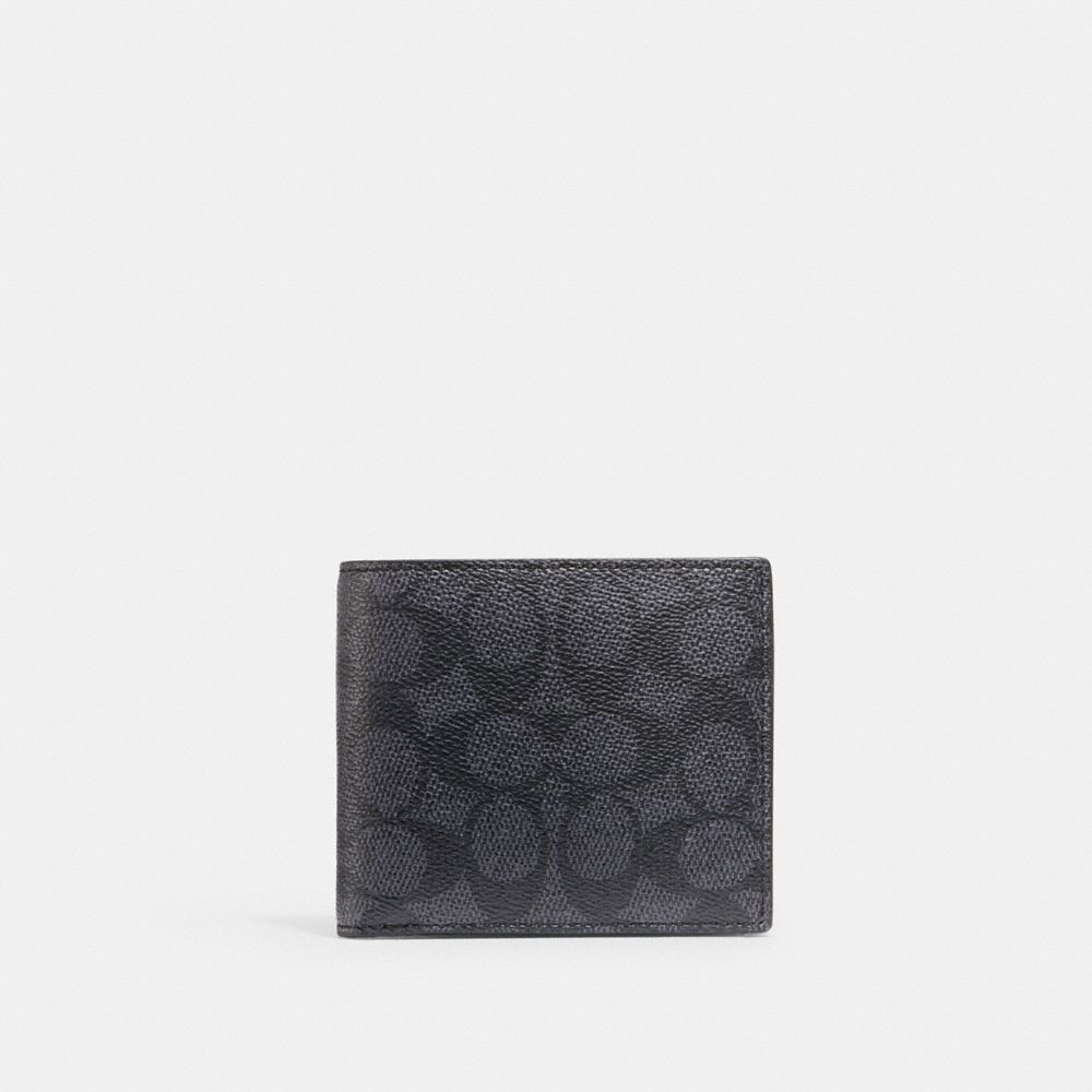 5012 - Coin Wallet In Signature Canvas Charcoal/Black