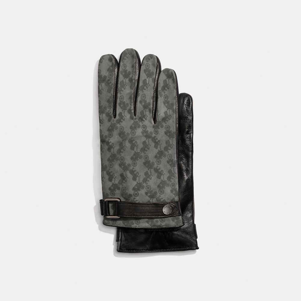 Horse And Carriage Tech Napa Gloves - GREY - COACH 5044