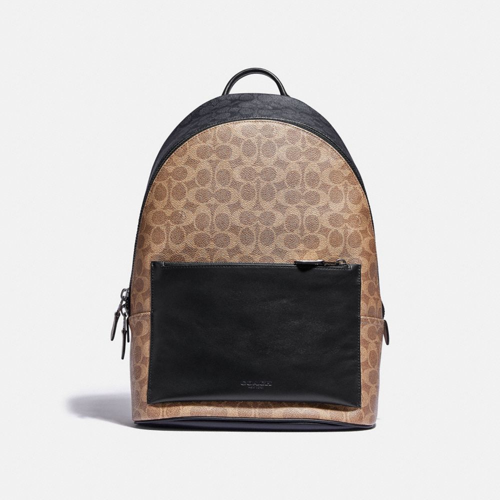 COACH Metropolitan Soft Backpack In Colorblock Signature Canvas - BLACK COPPER/KHAKI MULTI - 5081