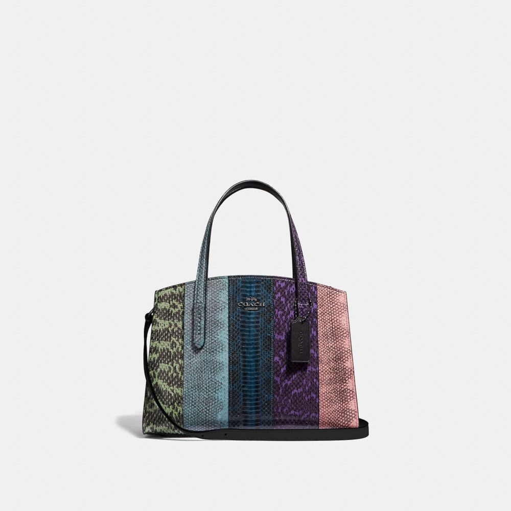 COACH 51334 Charlie Carryall 28 In Ombre Snakeskin GUNMETAL/MULTICOLOR