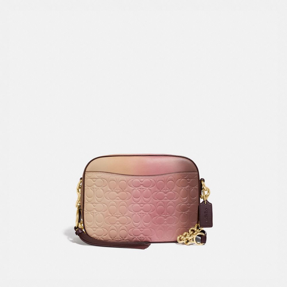 COACH 51651 Camera Bag In Ombre Signature Leather PINK MULTI/GOLD