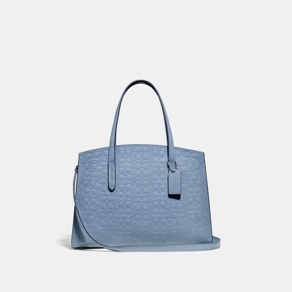 COACH 51728 CHARLIE CARRYALL IN SIGNATURE LEATHER SILVER/MIST