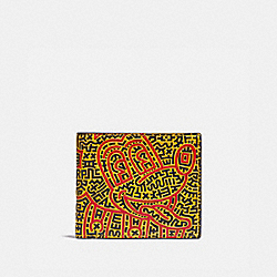 DISNEY MICKEY MOUSE X KEITH HARING DOUBLE BILLFOLD WALLET - BLACK MULTI. - COACH 5221