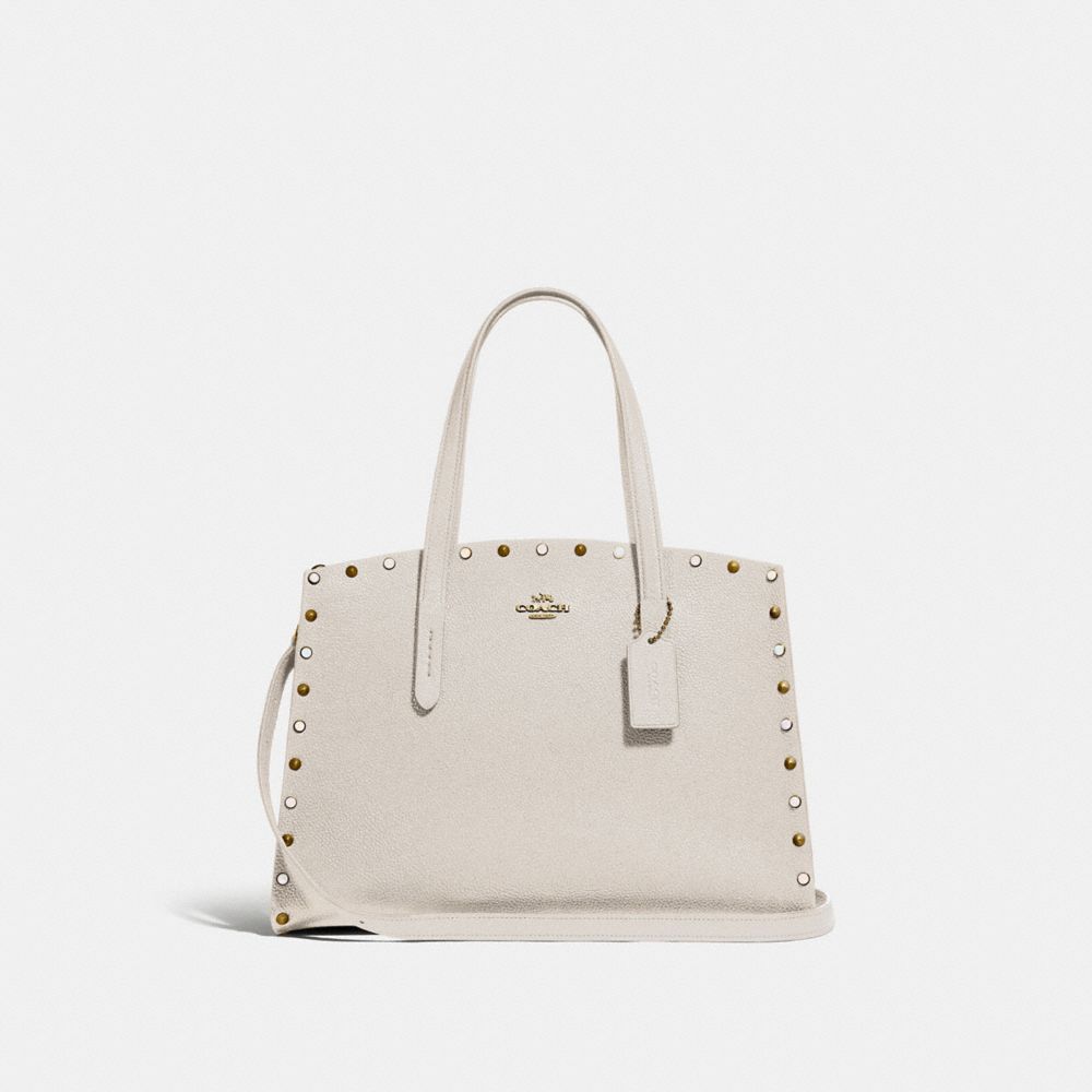 COACH 52244 - CHARLIE CARRYALL WITH RIVETS GOLD/CHALK