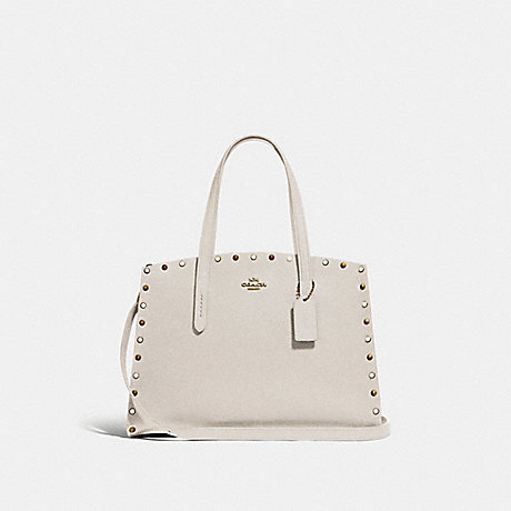COACH CHARLIE CARRYALL WITH RIVETS - GOLD/CHALK - 52244