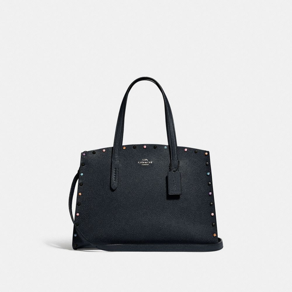 COACH 52244 CHARLIE CARRYALL WITH RIVETS GUNMETAL/MIDNIGHT NAVY