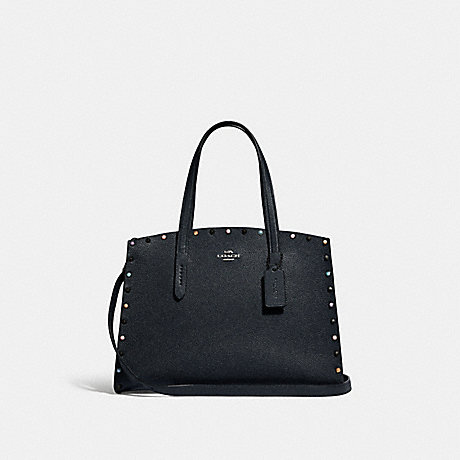 COACH CHARLIE CARRYALL WITH RIVETS - GUNMETAL/MIDNIGHT NAVY - 52244